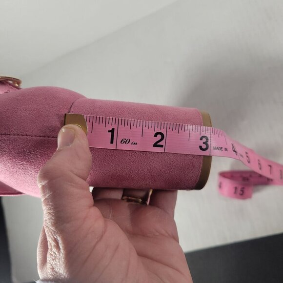 Old Navy Pink Suede Buckle Strap & Open Toe Chunky Heel Sandals Size 9 - Picture 9 of 11